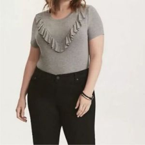 Torrid Super Soft Women's Size 2 Ruffled Tee Gray